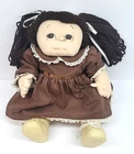 Vtg 14" Tall Soft Sculpture Homemade Cabbage Patch Inspired Doll-Brown Hair/Eyes