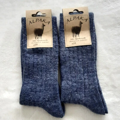 MH 2 Paires Femmes Doux Alpaga Chaussettes Extra Doux 100% Laine Bleu Jeans 35 À 42