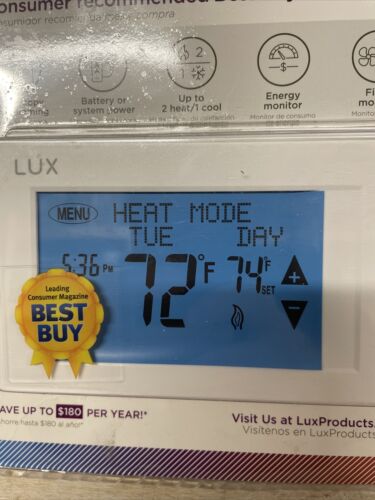 Lux Programmable Thermostat TX9600TS Touchscreen- White Brand New - Picture 2 of 6