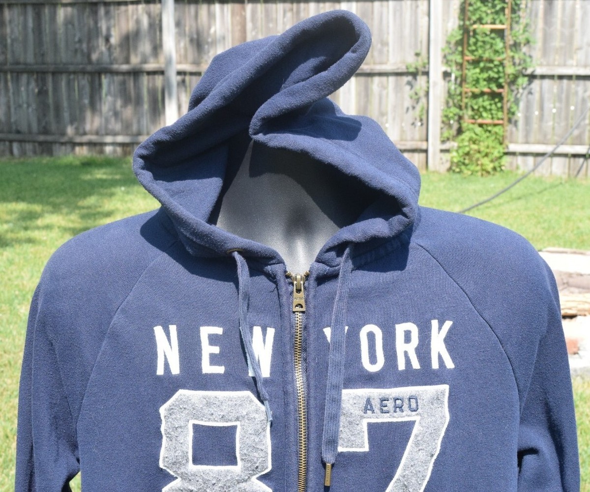 Aeropostale Blue Zip Up Hoodie Sweatshirt Jacket Men Size