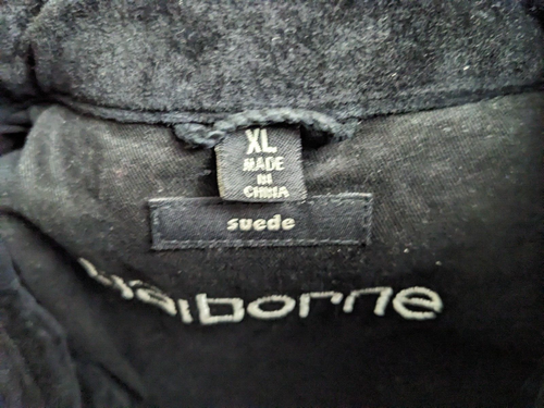 Claiborne Jacket Black 100% Genuine Leather Suede Button Up Shacket Mens Size XL - Picture 6 of 12