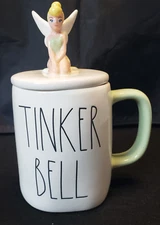 Rae Dunn Disney Tinker bell Topper Ceramic Mug Rare 8 INCH TALL