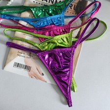 5 Pcs Lot Womens Ladies G string Thongs Panties Brief High Cut Glitter Lingeries
