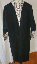Vintage Black Dress Snake Skin Accents Cuffs Chest Vee Mid Century