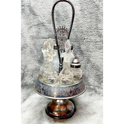 Antique Wilcox Silverplate Co, 6 Piece Cruet Set 0578, Quadruple Plate