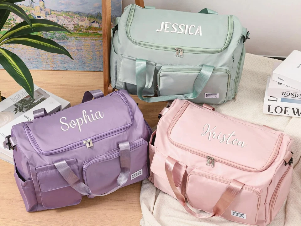 Bolsa de lona personalizada, bolsa de yoga con monograma con nombre, bolsa de fin de semana, bolsa de noche Foto 2 de 4