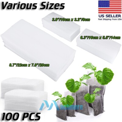 100 Pcs Biodegradable Non-woven Nursery Bags Plant Grow Seedling Planting Pots