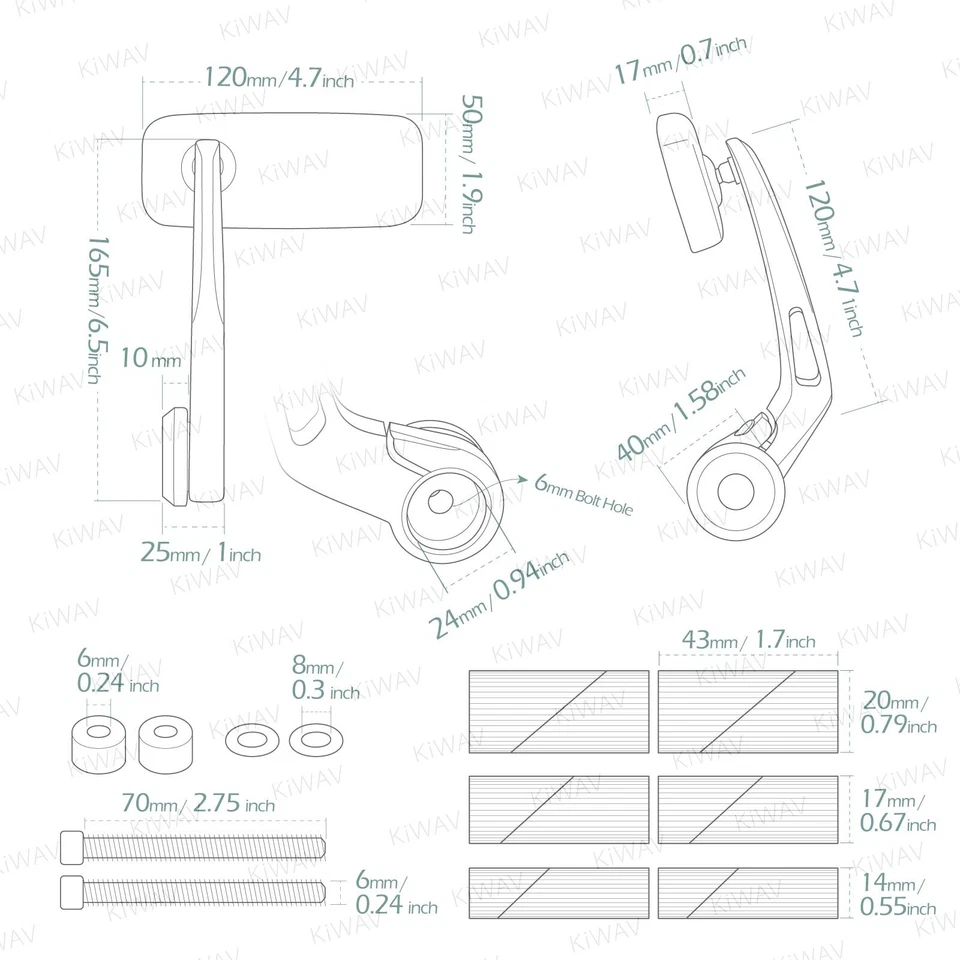 Espejos retrovisores de extremo de barra de peso pesado clásicos rectangulares negros para Harley XG Street Foto 2 de 4