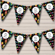 Party Banner Bunting Black Robots Personalised Children's Birthday
