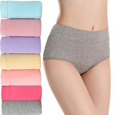 3PACK Women Seamless Panties Mid Waist Briefs Knicker Underwear Knickers Cotton
