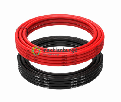 12 AWG Gauge Wire Silicone Flexible Copper Stranded Cables For RC Black + Red