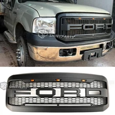 Front Grill For Ford 2005-2007 F250 F350 Super Duty Raptor Style Hood W/letter