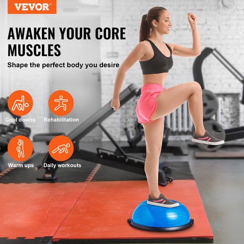 VEVOR 23" Half Exercise Ball Trainer Yoga Balance Stability Ball Resistance Band - Picture 2 of 12