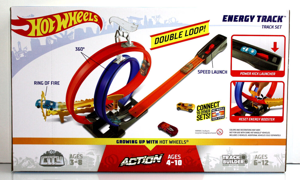 NEW Hot Wheels Energy Track Set Double Loop Racing Play Set & 1