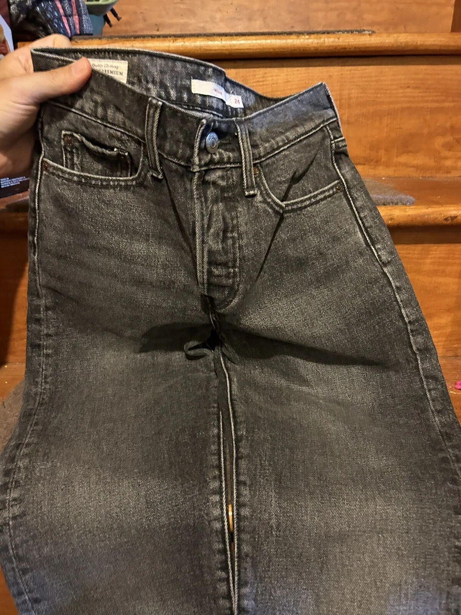 Levi s Charcoal Wedgie Black Jeans Women s 24 Straight Premium eBay