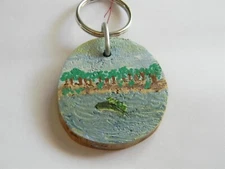 Fun Wood Hand Cut and Hand Painted Wood Slice Bull Shoals Lake  Key Chain