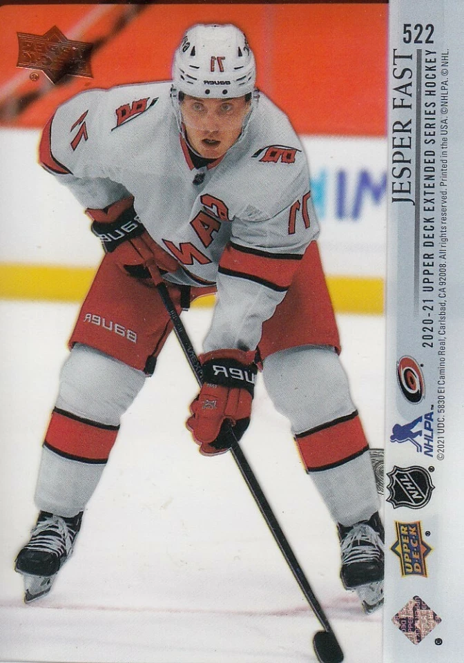 2020-21 Jesper Fast UD Extended Series Clear Cut Hockey Card #522 - Image 2 of 2