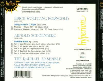 THE RAPHAEL ENSEMBLE KORNGOLD: STRING SEXTET; SCHOENBERG: VERKLÄRTE NACHT NEW CD