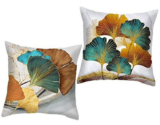 Throw Pillow Cover Farhouse Plant Leaves - 18