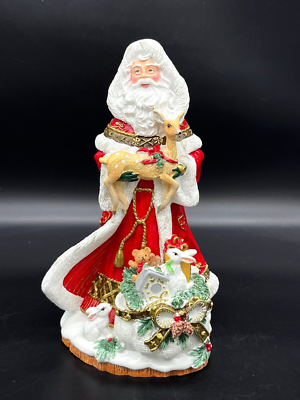 Fitz And Floyd Yuletide Holiday Santa And Deer Joy To The World