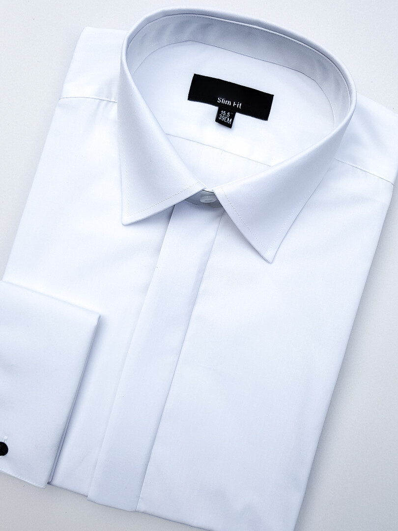 Mens White Wedding Prom Dinner Luxury Cotton Double Cuff Formal Shirt | eBay