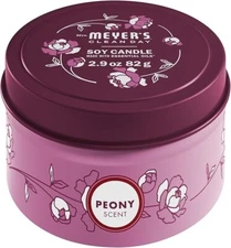 MRS. MEYER'S CLEAN DAY Soy Tin Candle, 12 Hour Burn Time, Peony