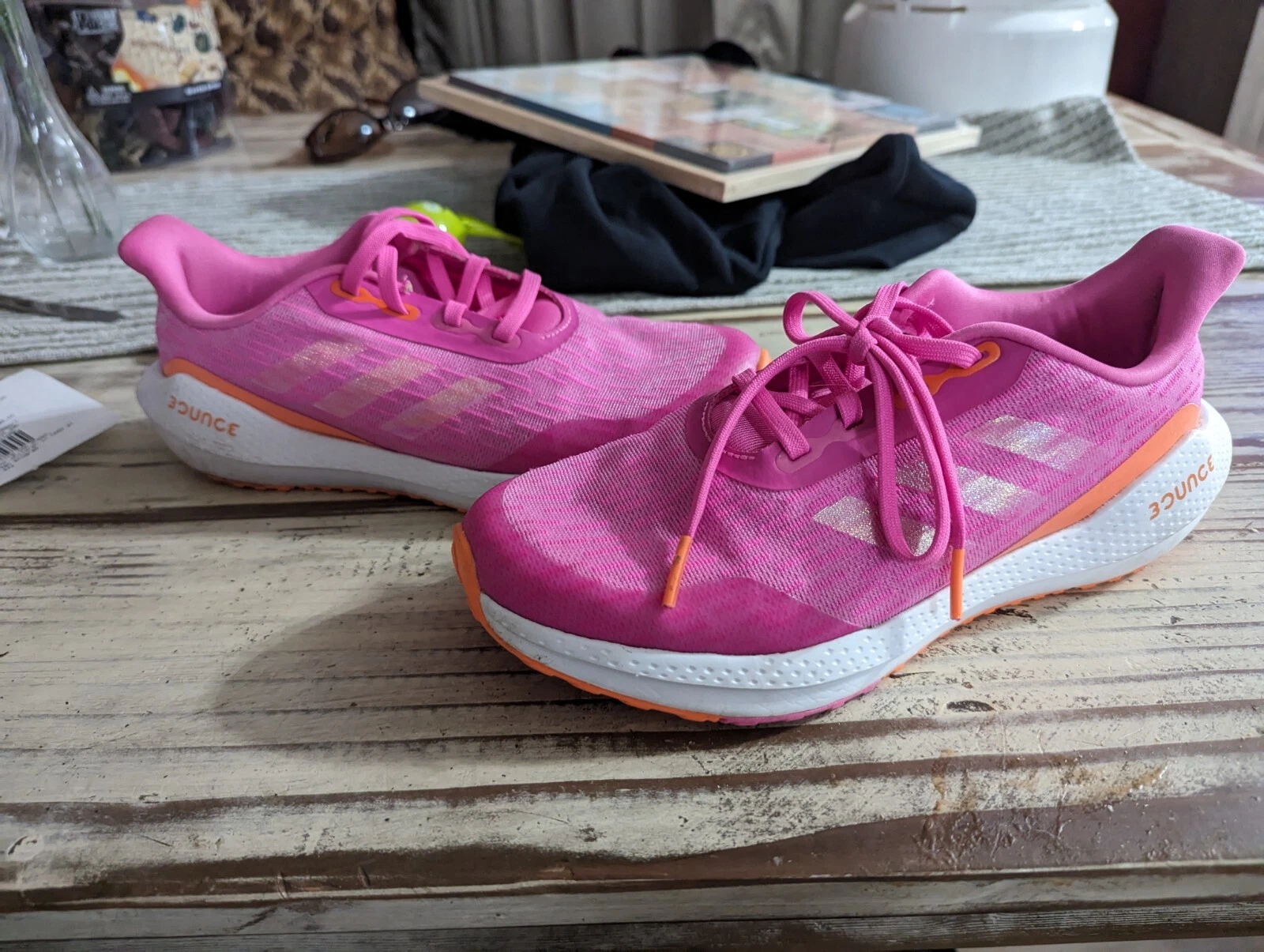 Scarpe da corsa Adidas FX2249 EQ21 Run per bambini rosa con lacci taglia 4 5