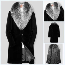 Men's Parkas Outwear Business Trench Coat Cashmere Shearling Overcoat Faux Fur 