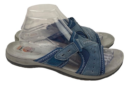 Earth Spirit Sandals Womens 9.5 Blue Leather Slip On Causal Comfort Slide Summer - Picture 3 of 11
