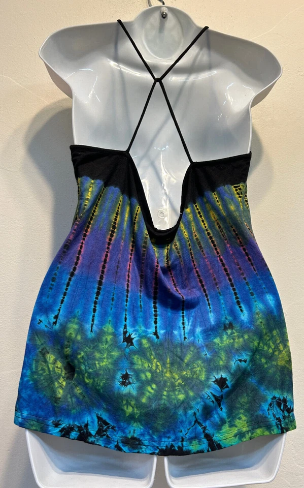 Nuevo con etiquetas HILOS SAGRADOS hippie funky negro tie dye tejido rayón camiseta sin mangas M Envío gratuito Foto 3 de 4