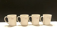 Set of 4 VTG Corning Corelle English Breakfast 8 oz. Mug Cup Blue Pink Rose VG