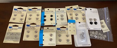Large LOT-Dritz Sew-on Snaps Various Sizes Nickel Plated Brass READ