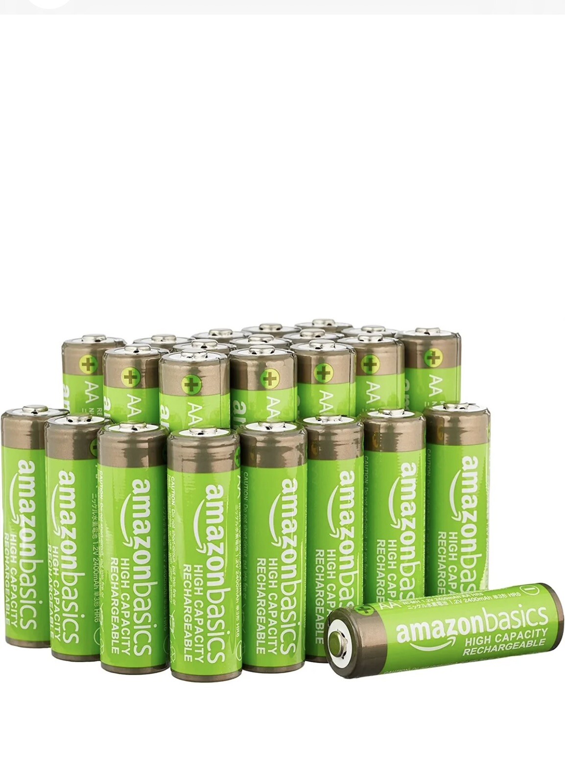 Amazon Basics 24 Pack AA Rechargeable Batteries 2400 mAh High Capacity-image