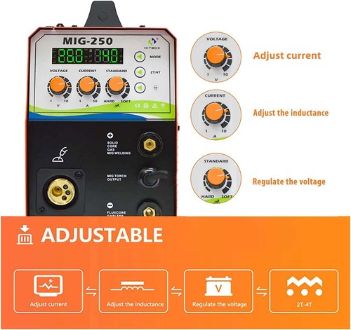 Hitbox 3in1 Mig Welder MIG ARC TIG Gas Gasless Digital Display MIG250 New - Picture 14 of 22