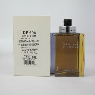 MEMOIRE D'HOMME by Nina Ricci 100 ml/ 3.3 oz Eau de Toilette Spray Tester