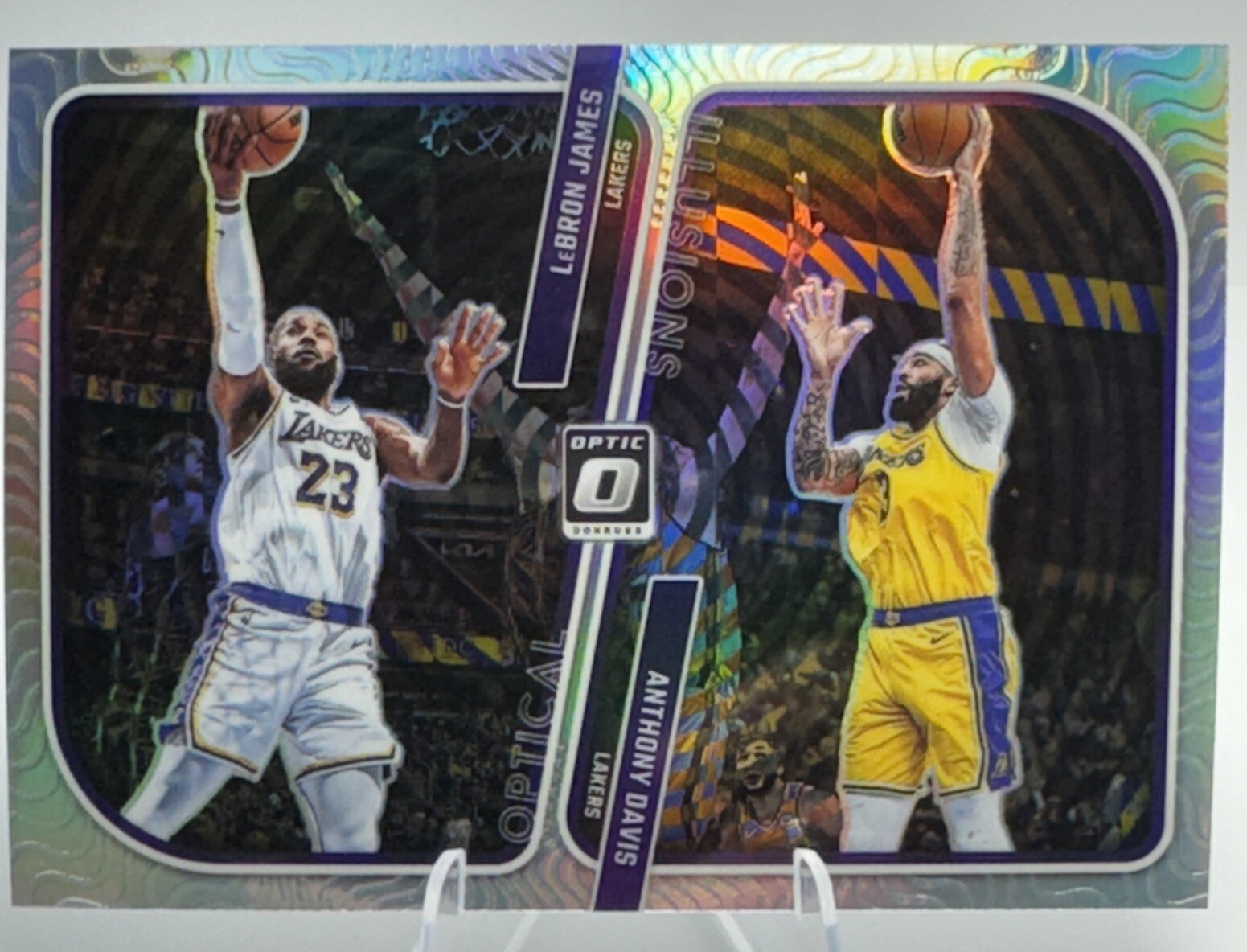 2023-24 Donruss Optic Silver Holo Lebron James/Anthony Davis Optical Illusions