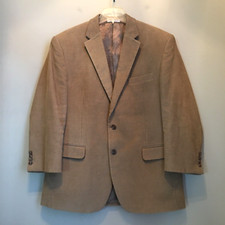 Chaps Corduroy Blazer Men 42 R Tan Beige Paisley Lining 2 Button 100 Cotton EUC
