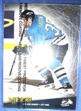 1998-99 Topps Finest #32 Jeff Friesen With Protector Coating Sharks MVP HOF NHL