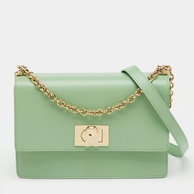 Furla Light Green Leather Small 1927 Crossbody Bag | eBay