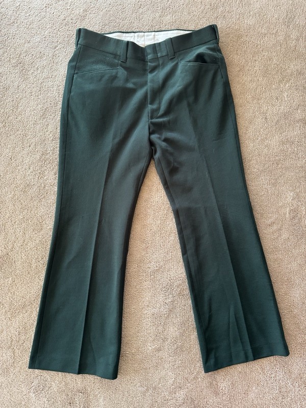 Levi's Pantella Men's Wide Leg Bell Bottoms Dark Green Vintage 70s Size 34 x 29
