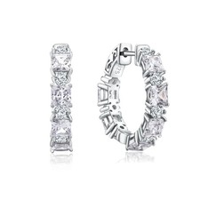 Women's Small Huggie Hoop Earrings - 925 Sterling Silver Chunky Hoops with Ru...