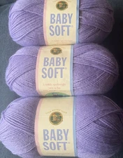 BABY SOFT LION BRAND YARN - 3 Skeins Lavender Purple