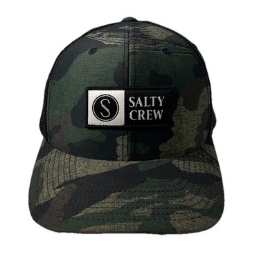 Salty Crew Snapback Hat Cap  Trucker Adjustable Camo Fishing Hunting Black