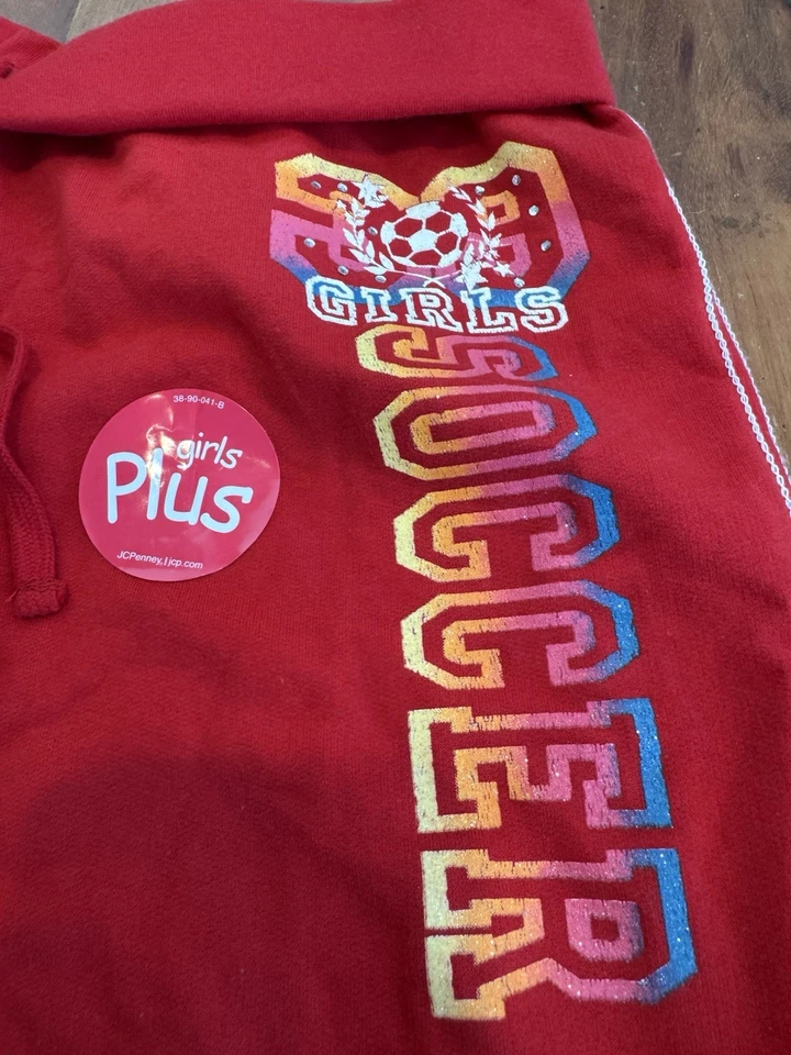 Pantalones deportivos de colección Y2k acampanados cintura plegable rojo fútbol espalda logotipo 18 1/2 Plus NUEVO Foto 4 de 4