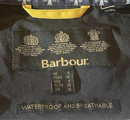 Barbour Waterproof Breathable Yellow Rain Coat Size 8 Women - Picture 3 of 7