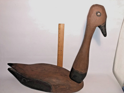 Antique Primitive Root Head Brant Wood Goose Duck Decoy Folk Art - Signed
