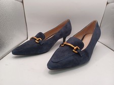 NEW Boden Iris 1" Heel Snaffle Point Loafer Suede Navy Blue Women Size 9US 40EU