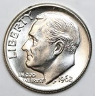 1962-D 10c Roosevelt Silver Dime Uncirculated - RAW - Great Flashy Coin