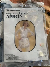 Vintage Vogart Crafts Easy Care Gingham Apron Kit– Embroidery, Unused, 1977