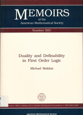 Duality and definability in first order logic. Makkai, Michael.: